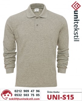 Gri Polo Yaka Sweatshirt