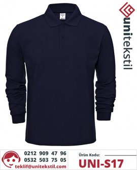 Lacivert Polo Yaka Sweatshirt